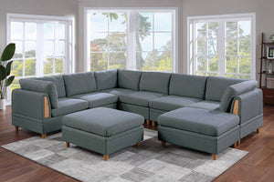 English Elm Living Room Furniture 8-Piece Sectional Sofa Set In Steel Grey Dorris Fabric - Chic & Versatile! B011S00479