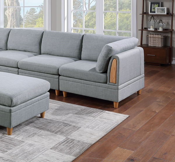 English Elm Living Room Furniture 6Pc Modular Sectional Set In Light Grey Dorris Fabric – Versatile Comfort & Style B011S00476