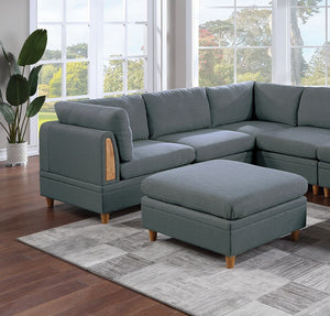 English Elm Living Room Furniture 8-Piece Sectional Sofa Set In Steel Grey Dorris Fabric - Chic & Versatile! B011S00479