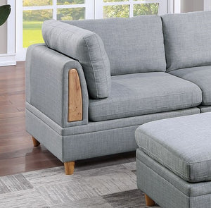 English Elm Living Room Furniture 6Pc Modular Sofa Set In Light Grey Dorris Fabric - Versatile & Stylish Seating B011S00477