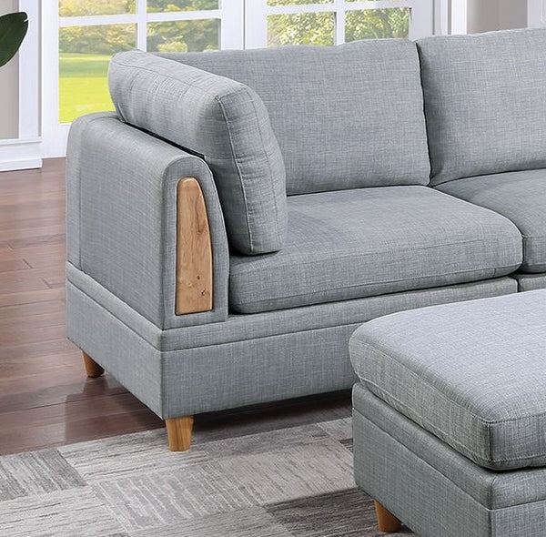 English Elm Living Room Furniture 6Pc Modular Sofa Set In Light Grey Dorris Fabric - Versatile & Stylish Seating B011S00477