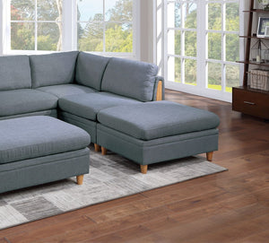 English Elm Contemporary 6-Piece Modular Sectional Set In Steel Grey Dorris Fabric For Versatile Living Spaces B011S00483