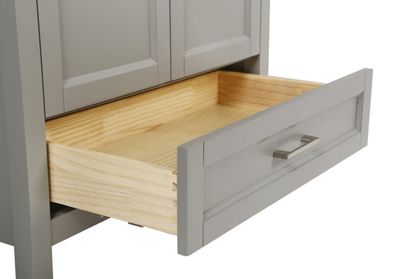 English Elm 30" Freestanding Grey Vanity Solid Wood Cabinet Carrara Marble Top Ceramic Sink W1573P237850