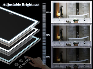 English Elm 72X32 Oversized LED Bathroom Mirror with 3-Mode Touch Light, IP44 Waterproof Aluminum Frame, Silver W708115598