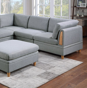 English Elm Living Room Furniture 6-Piece Modular Sofa Set In Light Grey Dorris Fabric - Versatile & Stylish Comfort B011S00475