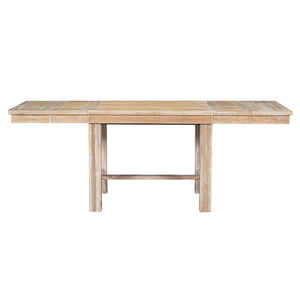 English Elm TOPMAX 82-inch Farmhouse Extendable Dining Set with Two 11" Removable Leaves, Upholstered Seats and Bench Natural N717S000023N