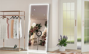English Elm 72X32 Oversized LED Bathroom Mirror with 3-Mode Touch Light, IP44 Waterproof Aluminum Frame, Silver W708115598
