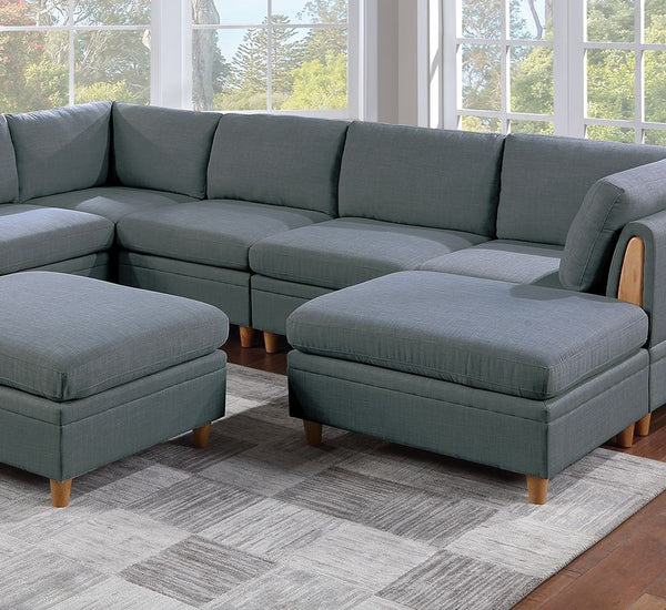 English Elm Living Room Furniture 8-Piece Sectional Sofa Set In Steel Grey Dorris Fabric - Chic & Versatile! B011S00479