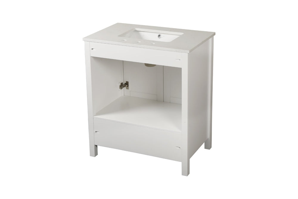 English Elm Cabinet Shaker Style Bathroom Vanity Solid Wood Frame with Soft Close Drawers W1573125212