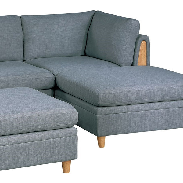 English Elm Contemporary 5-Piece Modular Sectional Set In Steel Grey Fabric - Perfect For Versatile Living Spaces! B011S00484