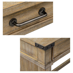 English Elm Occasional Madison Park Belfast Counter Table with 2 Drawers, Solid Wood Veneer, Reclaimed Natural Finish B035118617