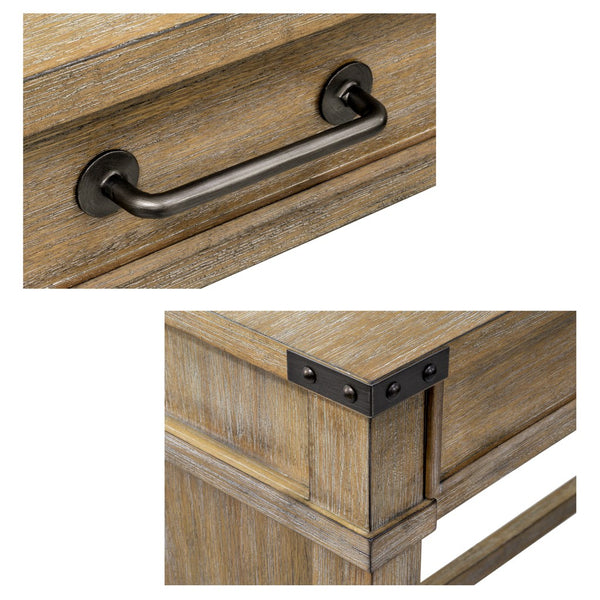 English Elm Occasional Madison Park Belfast Counter Table with 2 Drawers, Solid Wood Veneer, Reclaimed Natural Finish B035118617