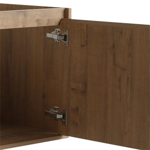 English Elm 48" Wall-Mounted Bathroom Vanity With Soft-Close Doors, Open Shelving & Ample Storage Space W999125010