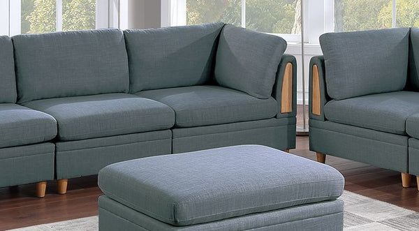 English Elm Contemporary 7-Piece Sectional Sofa Set In Steel Grey Dorris Fabric - Modular Comfort & Style! B011S00480