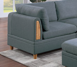 English Elm Contemporary 6-Piece Modular Sectional Sofa Set In Steel Grey Dorris Fabric – Versatile Comfort & Style B011S00481