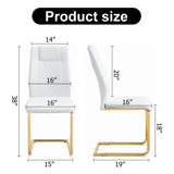 English Elm Modern Dining Chairs, Dining Room Chairs, and Golden Leg Cushioned Chairs Made Of Artificial Leather, Suitable For Kitchens, Living Rooms, Bedrooms, and Offices. Set Of 4 Pieces (White+Pu)C-001