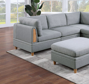 English Elm Living Room Furniture 6-Piece Modular Sofa Set In Light Grey Dorris Fabric - Versatile & Stylish Comfort B011S00475
