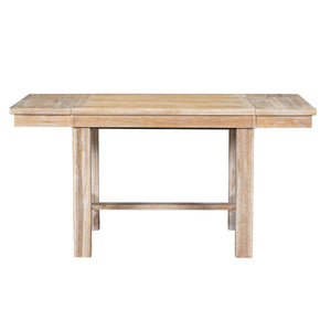 English Elm TOPMAX 82-inch Farmhouse Extendable Dining Set with Two 11" Removable Leaves, Upholstered Seats and Bench Natural N717S000023N