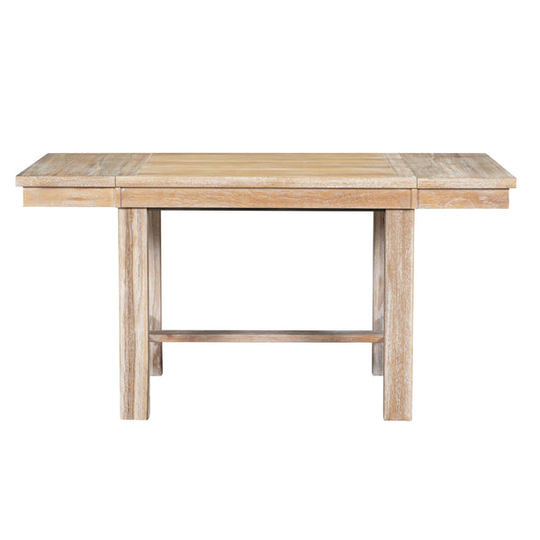 English Elm TOPMAX 82-inch Farmhouse Extendable Dining Set with Two 11" Removable Leaves, Upholstered Seats and Bench Natural N717S000023N