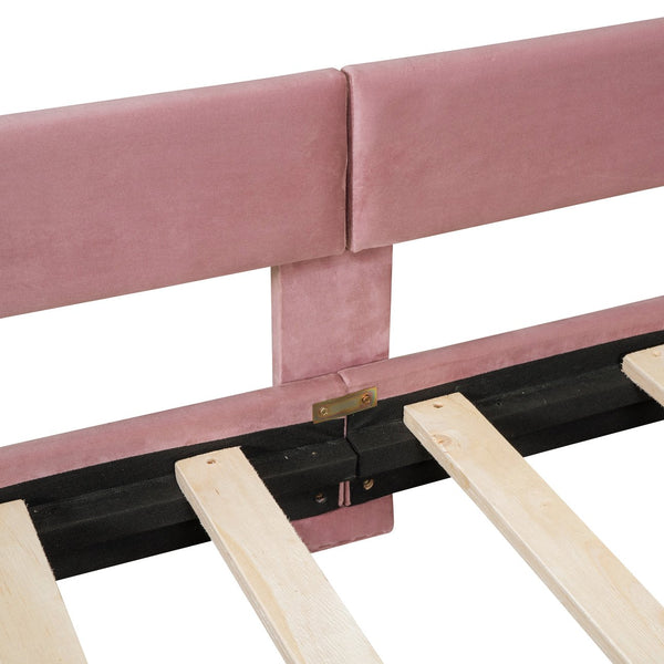 English Elm Twin Upholstered Daybed with Plush Rabbit Ear Headboard, Pink Velvet, Mid-Century Splayed Legs, 250lb Capacity WF308907AAH