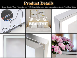 English Elm 72X32 Oversized LED Bathroom Mirror with 3-Mode Touch Light, IP44 Waterproof Aluminum Frame, Silver W708115598