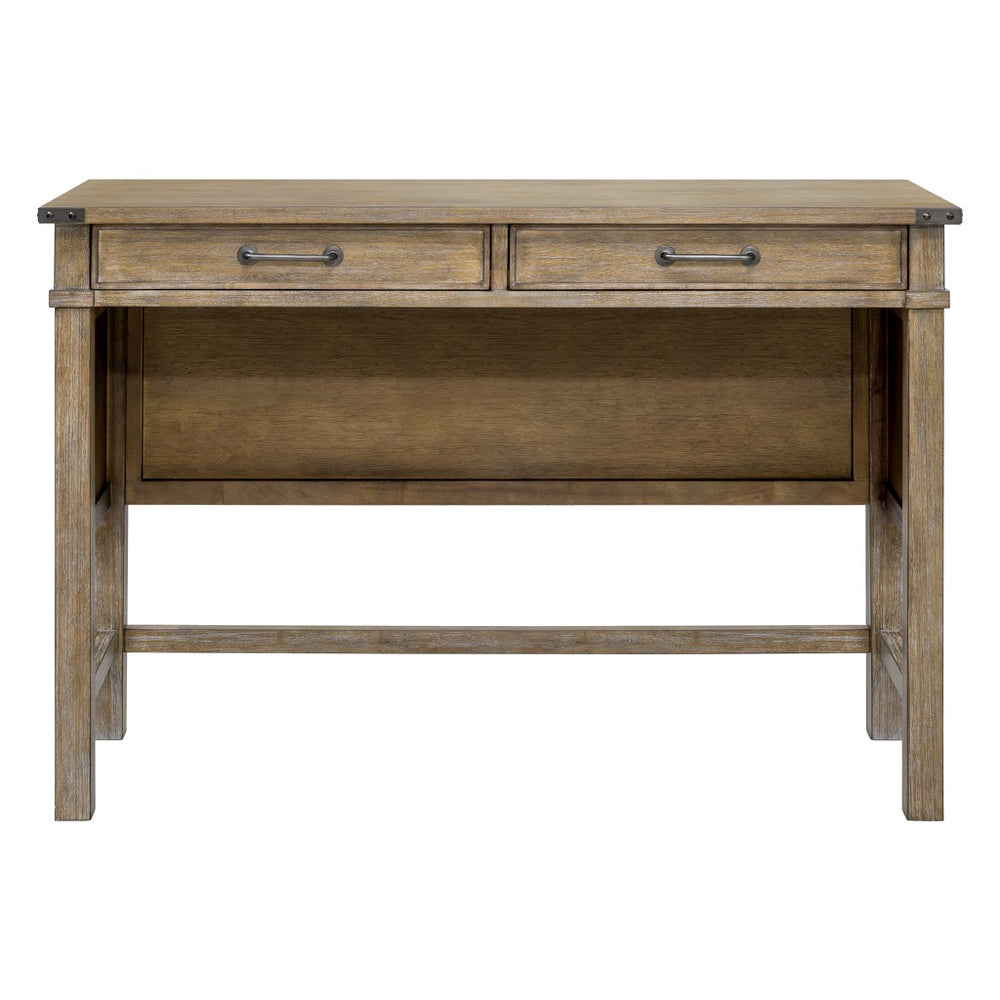 English Elm Occasional Madison Park Belfast Counter Table with 2 Drawers, Solid Wood Veneer, Reclaimed Natural Finish B035118617