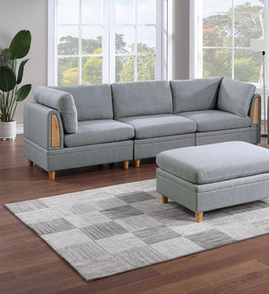 English Elm Living Room Furniture 7-Piece Modular Sofa Set In Light Grey Fabric - Stylish, Versatile Seating Solution B011S00474