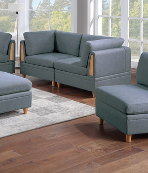 English Elm Contemporary 7-Piece Sectional Sofa Set In Steel Grey Dorris Fabric - Modular Comfort & Style! B011S00480
