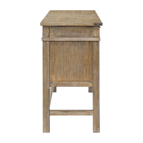English Elm Occasional Madison Park Belfast Counter Table with 2 Drawers, Solid Wood Veneer, Reclaimed Natural Finish B035118617