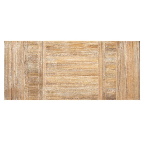 English Elm TOPMAX 82-inch Farmhouse Extendable Dining Set with Two 11" Removable Leaves, Upholstered Seats and Bench Natural N717S000023N