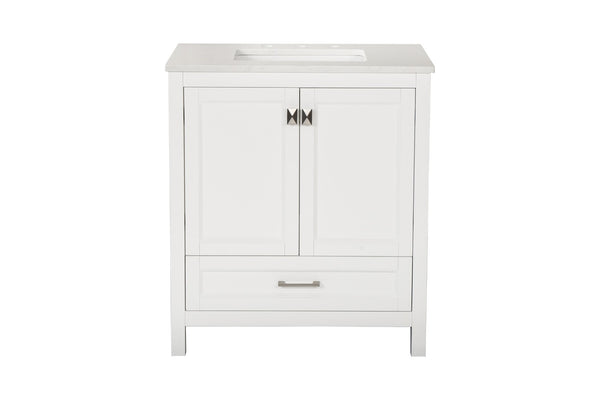 English Elm Cabinet Shaker Style Bathroom Vanity Solid Wood Frame with Soft Close Drawers W1573125212