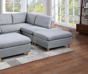 English Elm Living Room Furniture 6Pc Modular Sofa Set In Light Grey Dorris Fabric - Versatile & Stylish Seating B011S00477