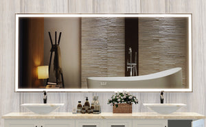 English Elm 72X32 Oversized LED Bathroom Mirror with 3-Mode Touch Light, IP44 Waterproof Aluminum Frame, Silver W708115598