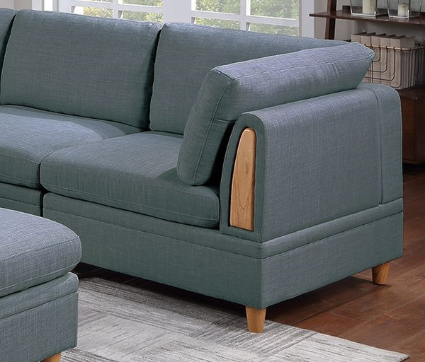 English Elm Contemporary 6-Piece Modular Sectional Sofa Set In Steel Grey Dorris Fabric – Versatile Comfort & Style B011S00481