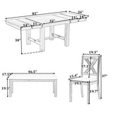 Hearth and Haven Conflux 6-Piece Extendable Dining Set with 4 Chairs and Bench, Natural SP000023AAN