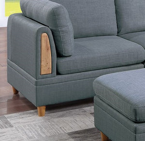 English Elm Contemporary 6-Piece Modular Sectional Set In Steel Grey Dorris Fabric For Versatile Living Spaces B011S00483