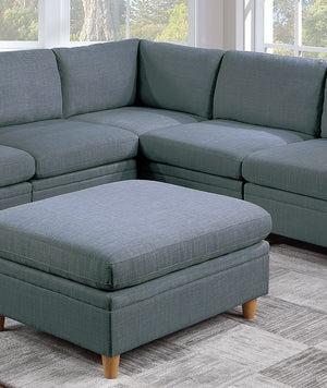 English Elm Contemporary 6-Piece Modular Sectional Sofa Set In Steel Grey Dorris Fabric – Versatile Comfort & Style B011S00481