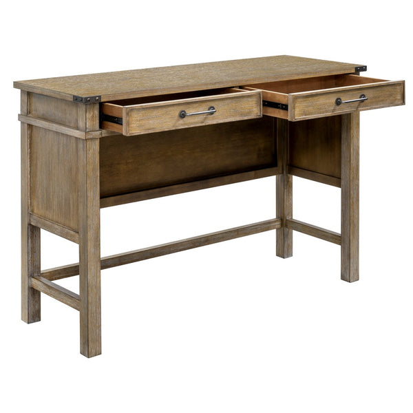 English Elm Occasional Madison Park Belfast Counter Table with 2 Drawers, Solid Wood Veneer, Reclaimed Natural Finish B035118617