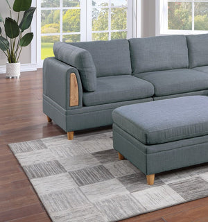 English Elm Contemporary 6-Piece Modular Sectional Set In Steel Grey Dorris Fabric For Versatile Living Spaces B011S00483