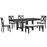 Conflux 6-Piece Extendable Dining Set with 4 Chairs and Bench