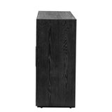 Hearth and Haven Aspen Wood Storage Cabinet with 3 Tempered Glass Doors and Adjustable Shelf, Black
