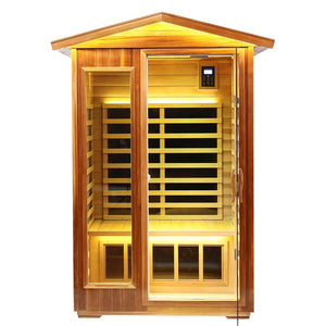 English Elm Two-person Outdoor Far Infrared Sauna with Deep Heat Therapy for Backyard Relaxation W1787S00006