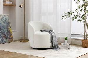 English Elm Chenille Barrel Swivel Chair Soft Upholstered Accent Seat for Living Room Decor W527122443