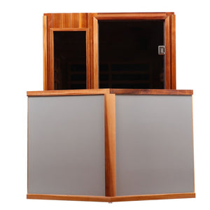 English Elm Two-person Outdoor Far Infrared Sauna with Deep Heat Therapy for Backyard Relaxation W1787S00006