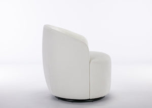English Elm Chenille Barrel Swivel Chair Soft Upholstered Accent Seat for Living Room Decor W527122443