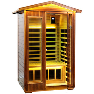 English Elm Two-person Outdoor Far Infrared Sauna with Deep Heat Therapy for Backyard Relaxation W1787S00006