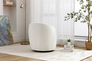 English Elm Chenille Barrel Swivel Chair Soft Upholstered Accent Seat for Living Room Decor W527122443