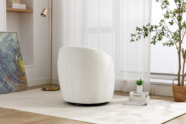 English Elm Chenille Barrel Swivel Chair Soft Upholstered Accent Seat for Living Room Decor W527122443