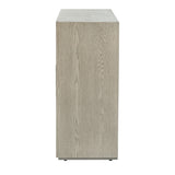 Hearth and Haven Aspen Wood Storage Cabinet with 3 Tempered Glass Doors and Adjustable Shelf, Grey
