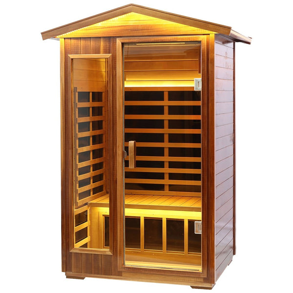 English Elm Two-person Outdoor Far Infrared Sauna with Deep Heat Therapy for Backyard Relaxation W1787S00006